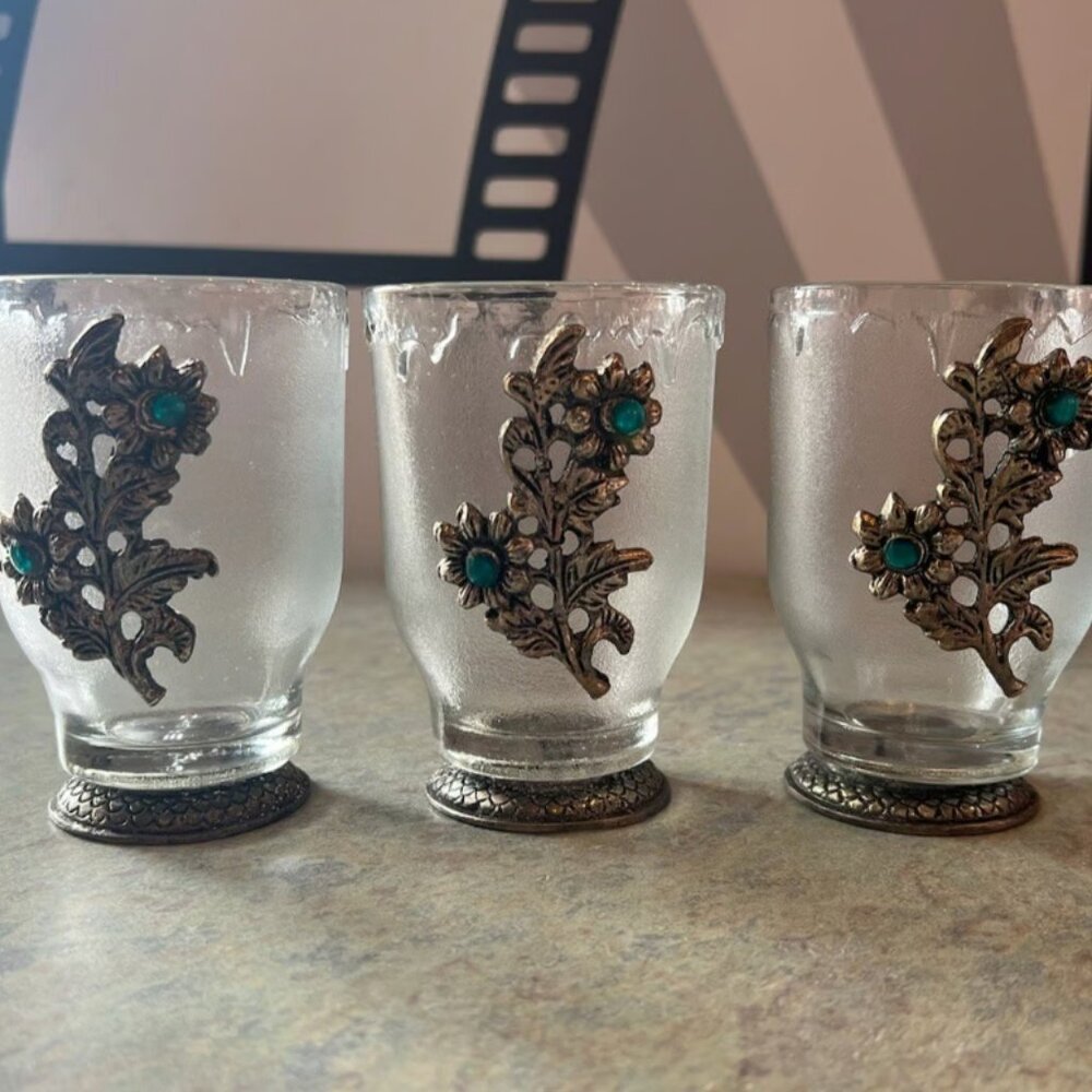 Vintage frosted glass/silver plated cocktail glasses